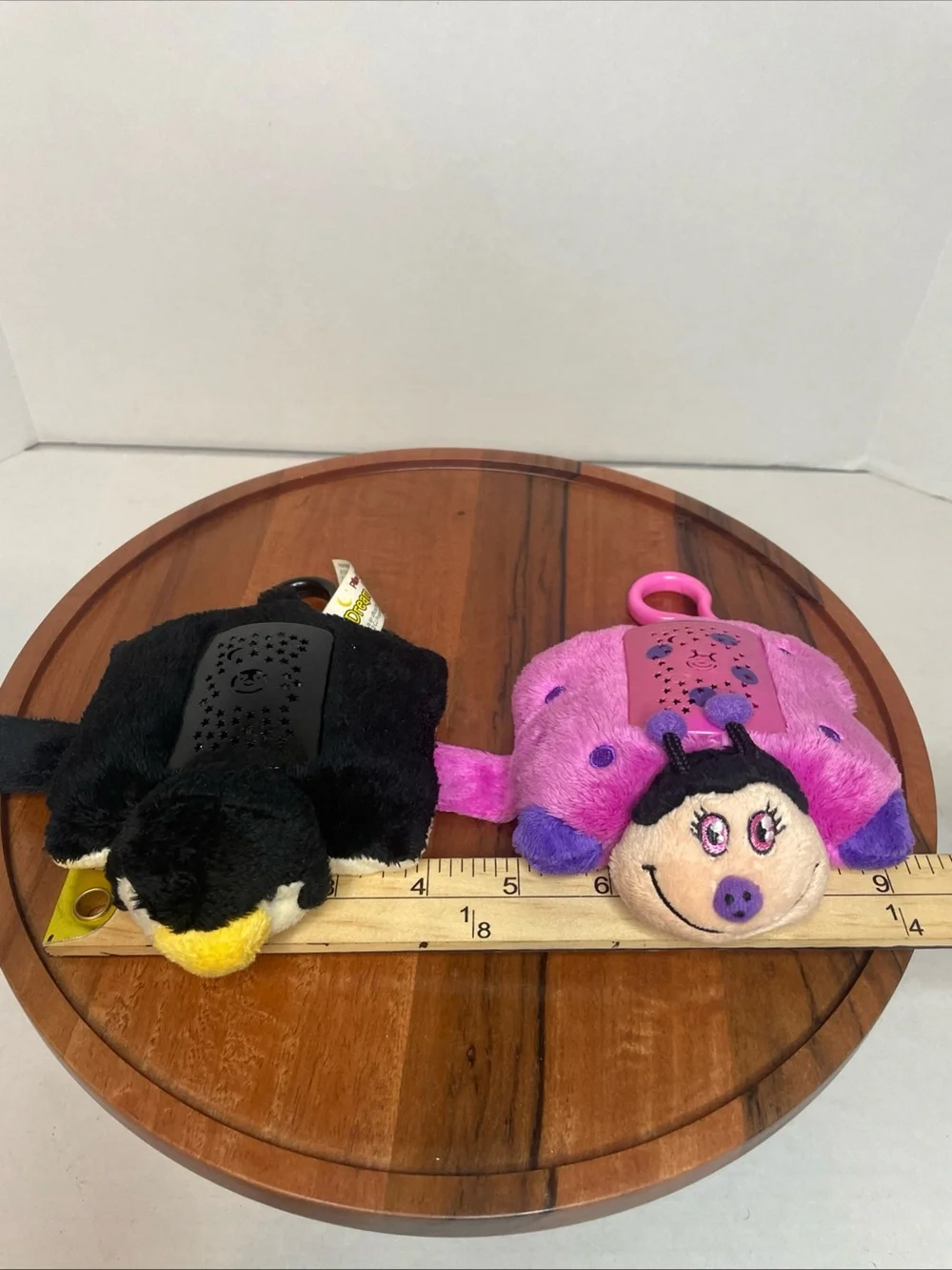 Pink Lady Bug & Black And White Penguin Dream Lites Mini Pillow Pets w Clip